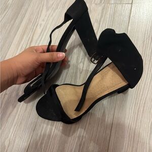 Elegant Black Women's Heels suede